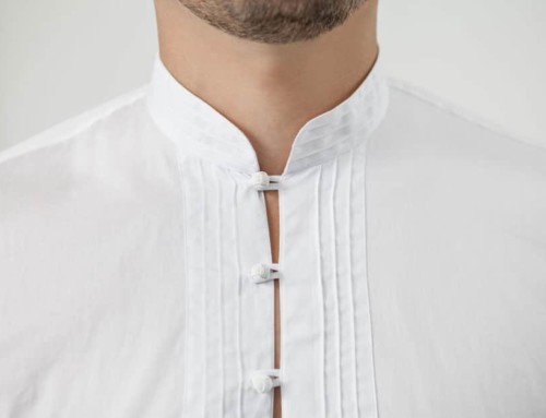 Oriental inspired bespoke shirt with a pin-tucking stitch