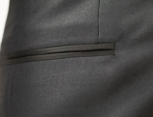 Welted (piped) pocket of a bespoke dinner jacket