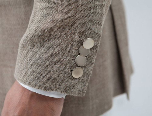Sleeve buttons on an unlined linen jacket