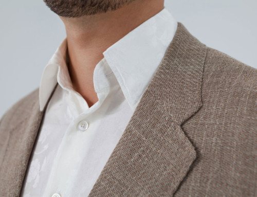 Unlined linen jacket combined with a silk shirt